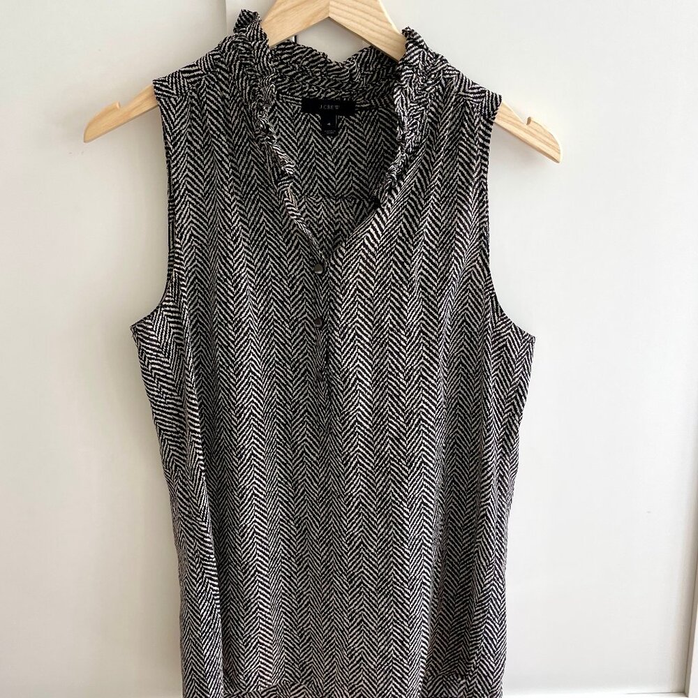 J. Crew Nicki Herringbone Silk Top Size Small